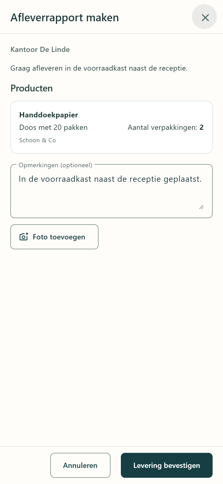 Levering controleren en bevestigen