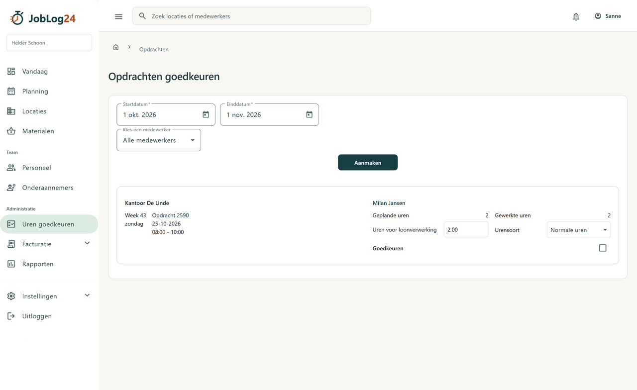 Uren controleren en goedkeuren